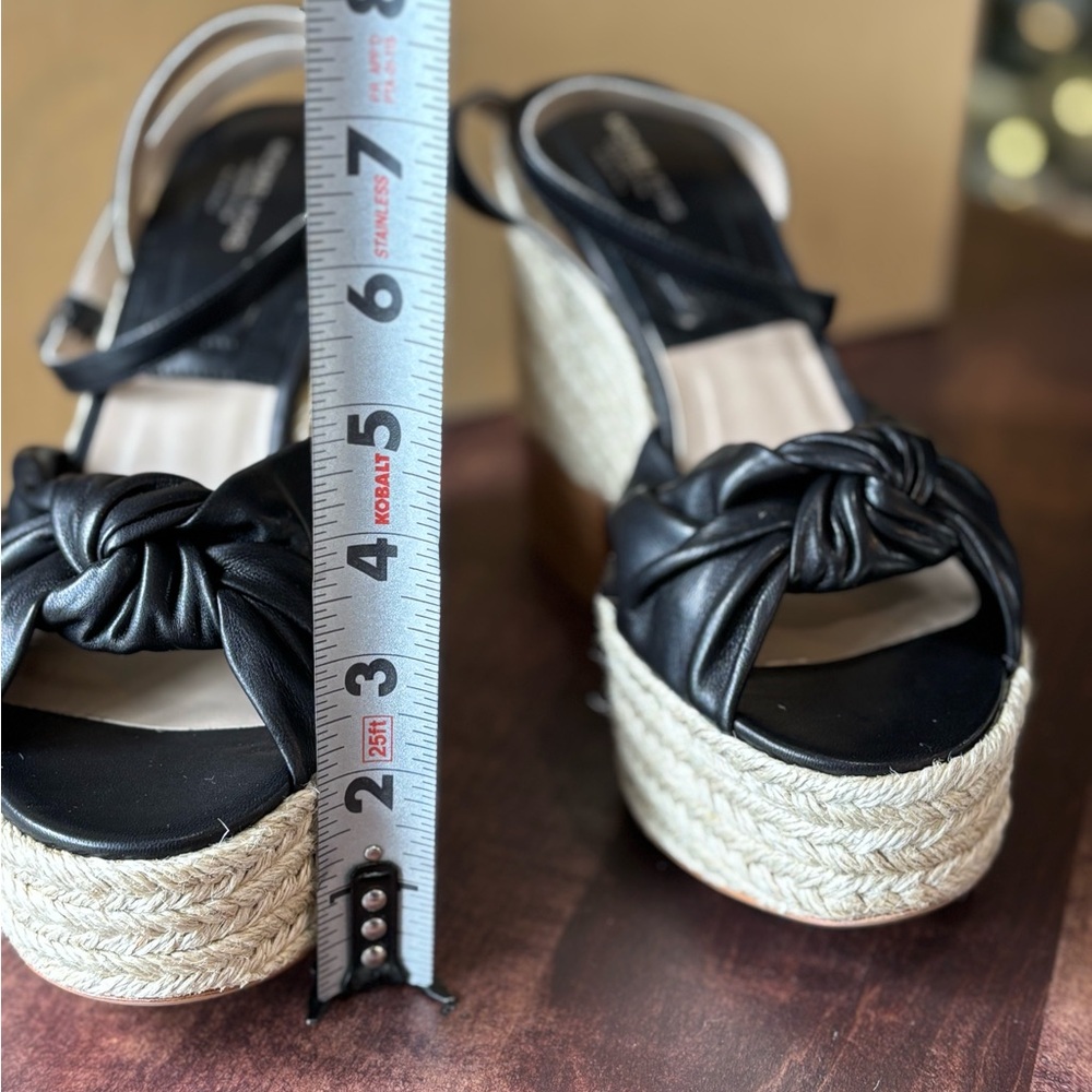 Michael Kors Knotted Leather Espadrille Wedge Sandals - Picture 13 of 13